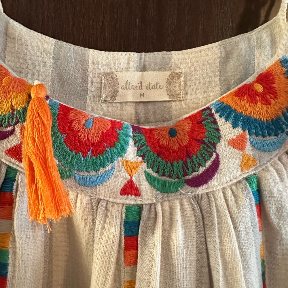 Altar'd State Cream Dress with Rainbow Accents - Picture 2 of 2
